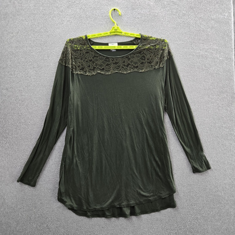 Old Navy Women Blouse XXL Green Lace Relaxed Fairy Flowy Pullover Tunic